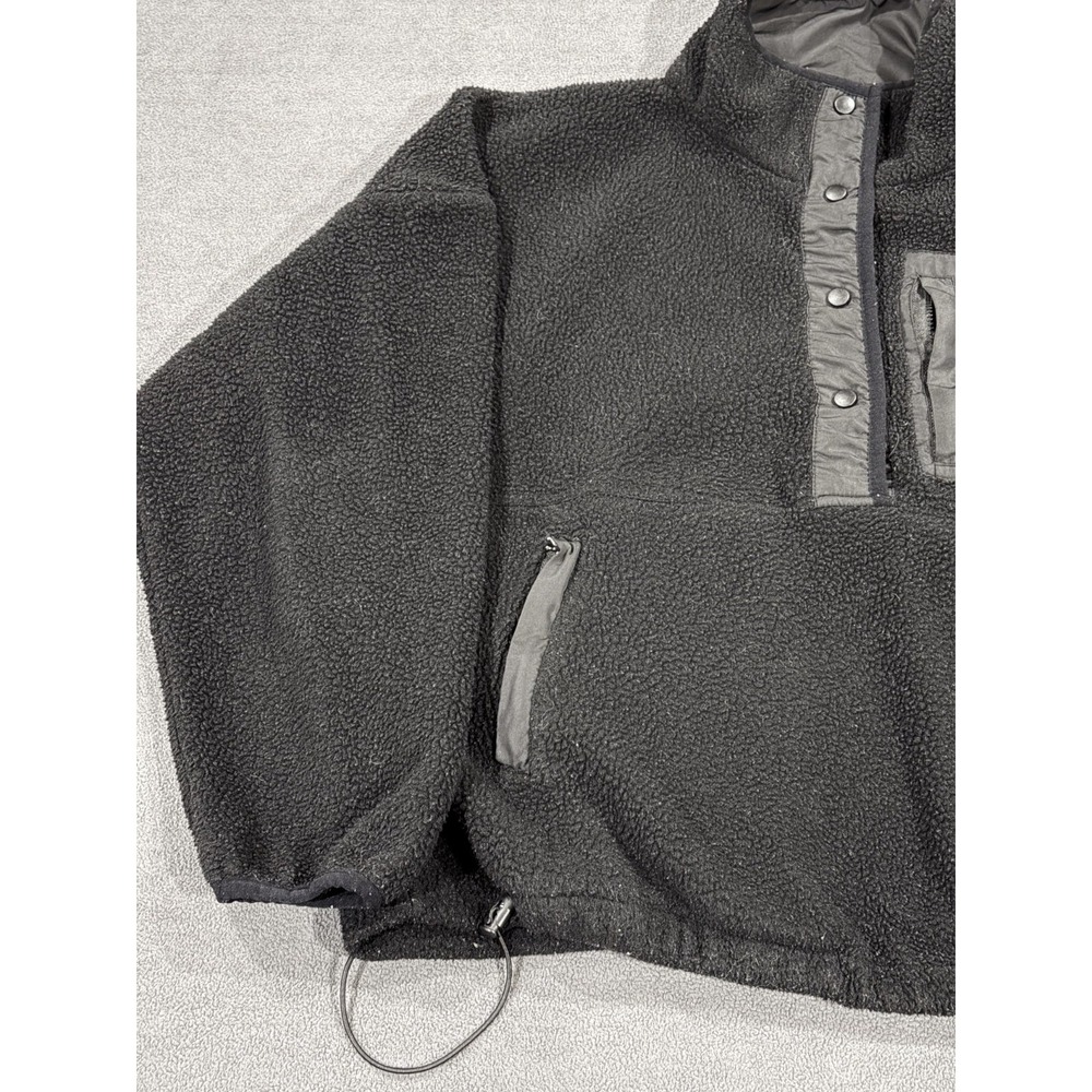 Anthropologie Wilo the Label Fleece Sweatshirt Womens Small Black Half Snap - Picture 4 of 9